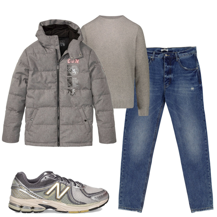 Outfit uomo - Total look #1801588. Stile Casual per Tutti i giorni. Abbinamento con giacche, jeans dritti, sneakers, maglieria.
