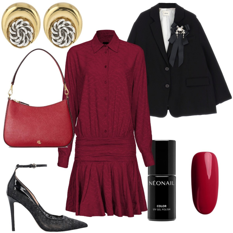 Outfit donna - La giacca con il fiocco. Stile Chic per Cerimonia. Abbinamento con smalti, vestiti corti, décolleté, cappotti, borse a spalla, orecchini.