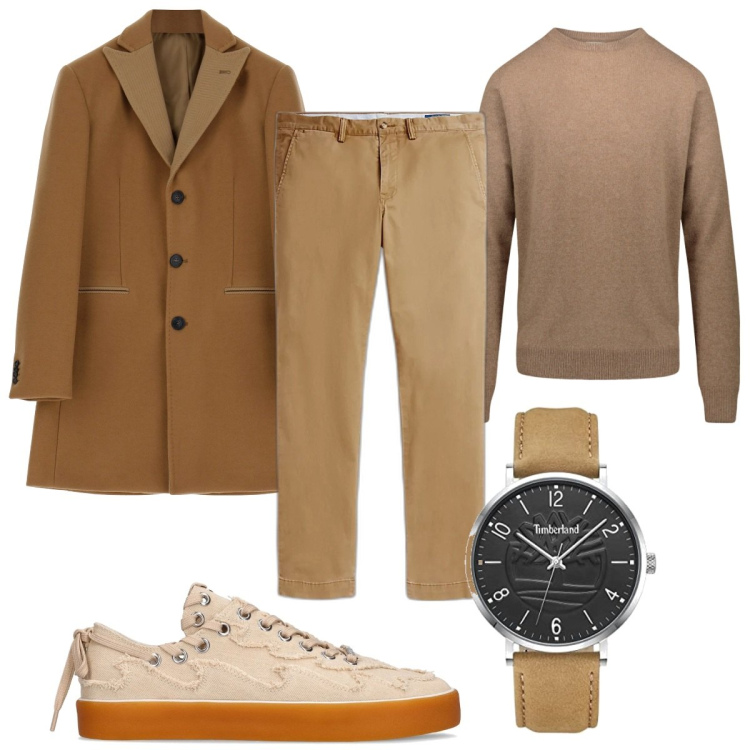 Outfit uomo - Total look #1801779. Stile Casual per Tutti i giorni. Abbinamento con cappotti, pantaloni, maglieria, sneakers, orologi analogici.