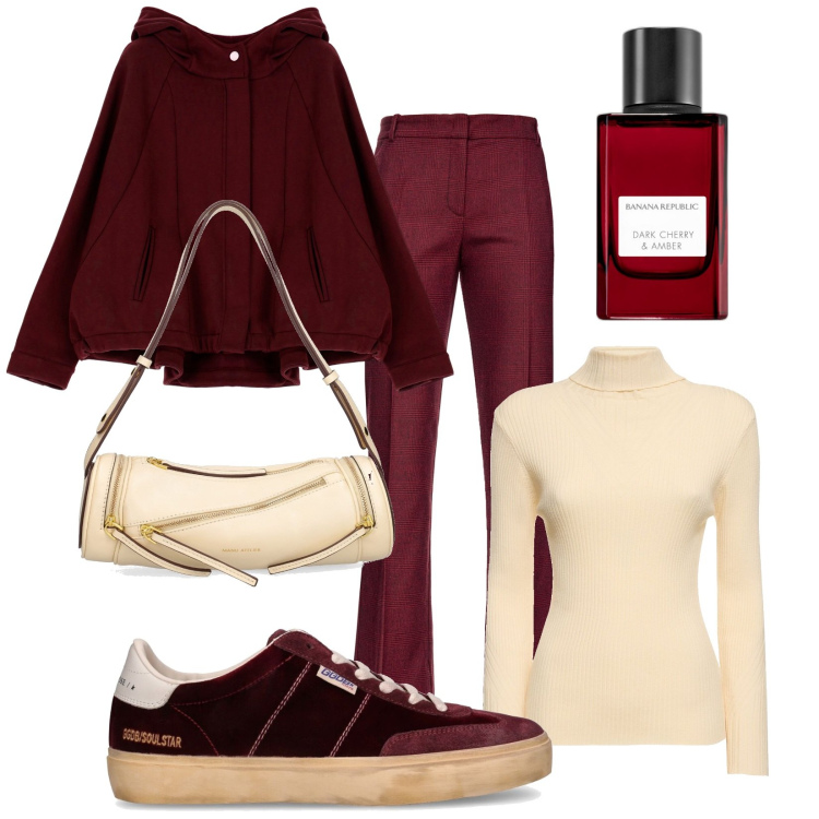 Outfit donna - Cherry & Amber. Stile Casual chic per Tutti i giorni. Abbinamento con pantaloni, profumi, felpe con cappuccio, borse a spalla, sneakers, top.