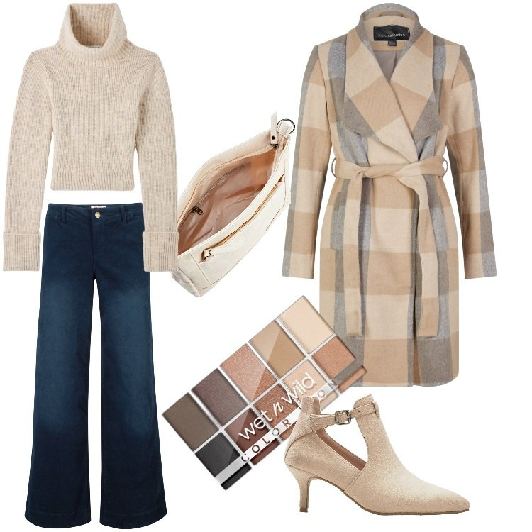 Outfit donna - Total look #1801842. Stile Minimal per Tutti i giorni. Abbinamento con pantaloni, stivaletti, cappotti, borse a tracolla, ombretti, maglieria.