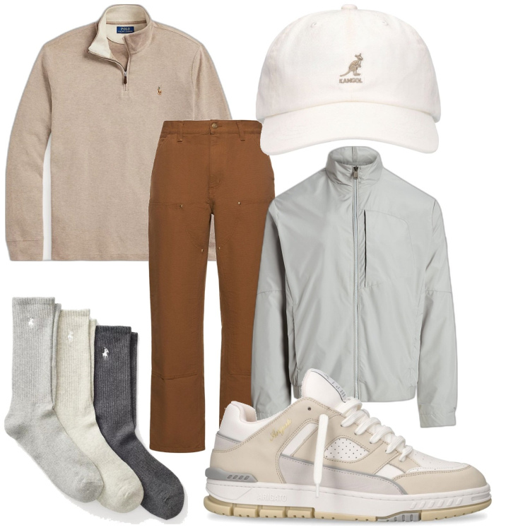 Outfit uomo - Aria fresca. Stile Business/Elegante per Ufficio. Abbinamento con calzini, pullovers, cappotti, cappelli, sneakers, jeans.