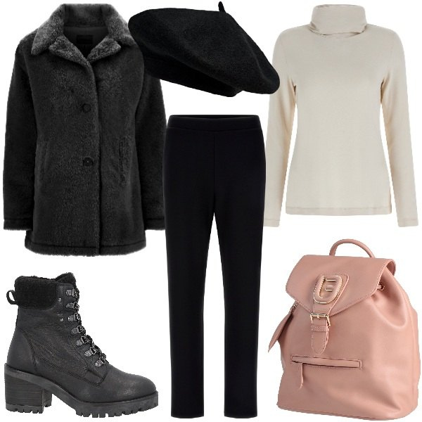 Outfit donna - Outerwear - Resta al caldo. Stile Casual chic per Tutti i giorni. Abbinamento con zaini, stivaletti, cappotti, pantaloni, maglieria, cappelli e berretti.