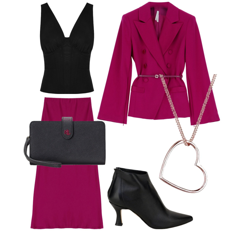 Outfit donna - Saldi chic. Stile Chic per Cerimonia. Abbinamento con gonne lunghe, cappotti, stivaletti, top, pochette, ciondoli.