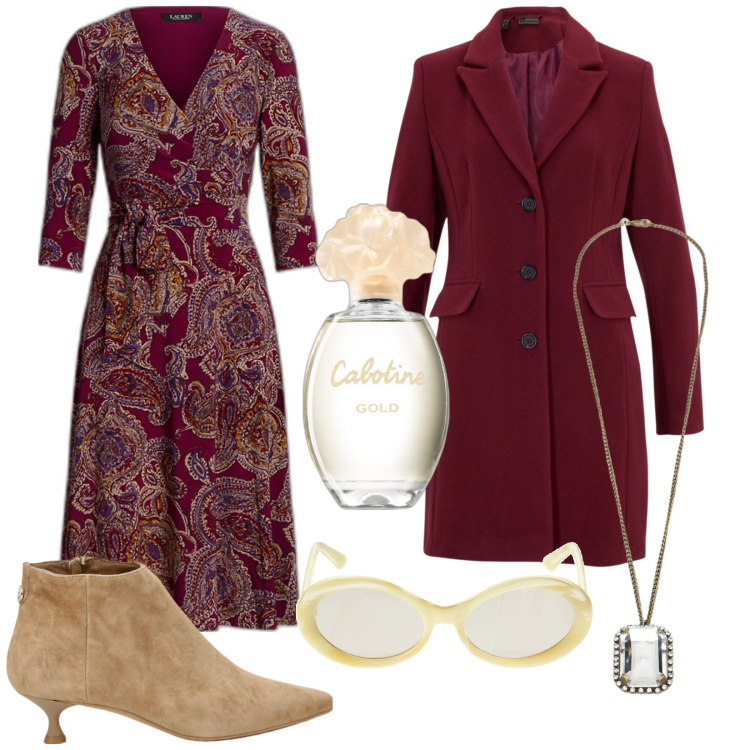 Outfit donna - Saldi vintage. Stile Vintage retrò per Tutti i giorni. Abbinamento con cappotti, profumi, stivaletti, collane, vestiti, occhiali da sole.