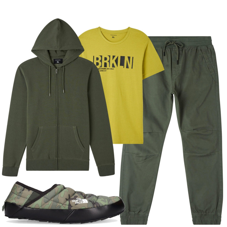 Outfit uomo - Terranova. Stile Casual per Tutti i giorni. Abbinamento con t-shirt, pantaloni, felpe con cappuccio, scarpe stringate.
