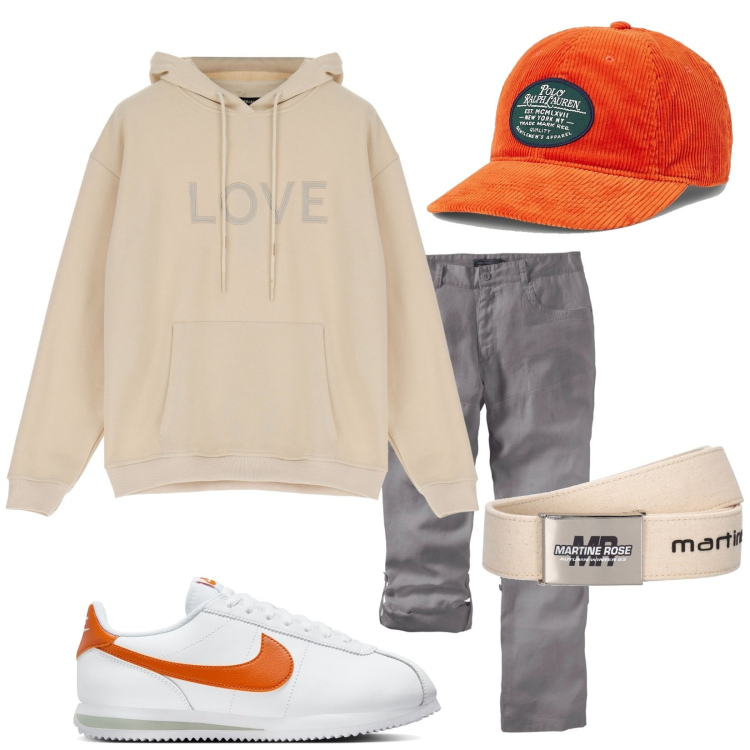 Outfit uomo - La Felpa burro. Stile Trendy per Tutti i giorni. Abbinamento con pantaloni, felpe con cappuccio, cappelli, sneakers, cinture.