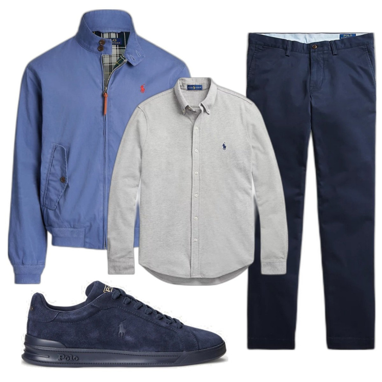 Outfit uomo - Total look #1802316. Stile Casual per Ufficio. Abbinamento con pantaloni, camicie, sneakers, cappotti.