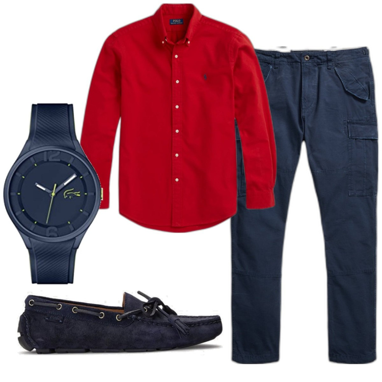 Outfit uomo - Total look #1802333. Stile Business/Elegante per Ufficio. Abbinamento con scarpe stringate, pantaloni cargo, camicie, orologi analogici.