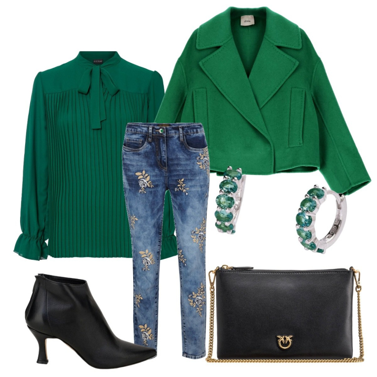 Outfit donna - La camicia con il fiocco. Stile Chic per Tutti i giorni. Abbinamento con jeans, bluse, orecchini, borse a tracolla, cappotti, stivaletti.