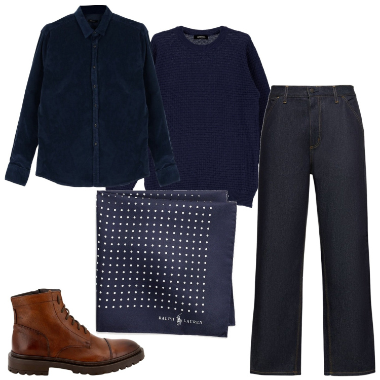 Outfit uomo - Comodità raffinata. Stile Urban per Tutti i giorni. Abbinamento con scarpe stringate, pullovers, camicie, giacche, jeans.