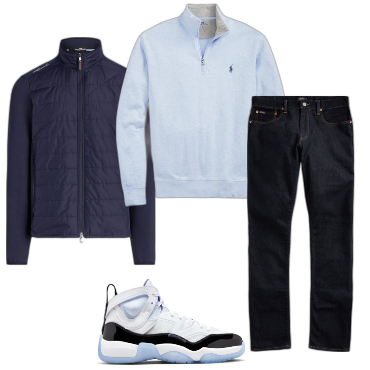 Outfit uomo - Total look #1802616. Stile Casual per Tutti i giorni. Abbinamento con jeans, pullovers, cappotti, sneakers.