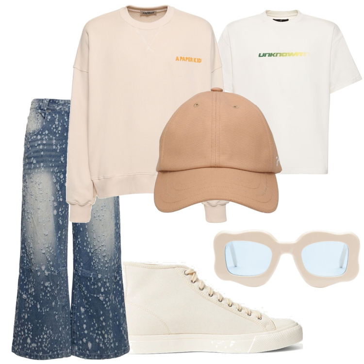 Outfit uomo - Up!. Stile Trendy per Tutti i giorni. Abbinamento con sneakers, felpe, cappelli, jeans, occhiali da sole, t-shirt.