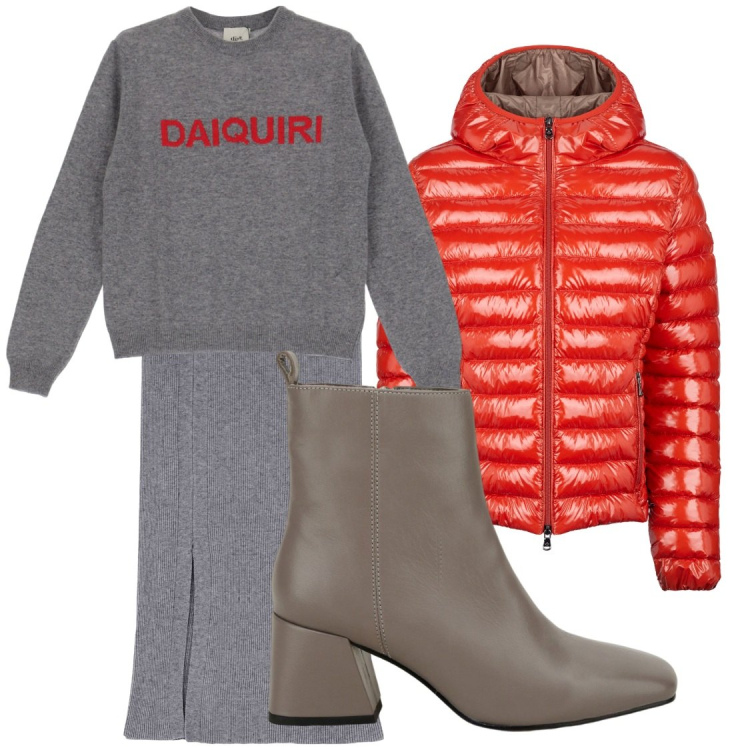 Outfit donna - Total look #1802824. Abbinamento con stivaletti, pullovers, gonne longuette, blazer.
