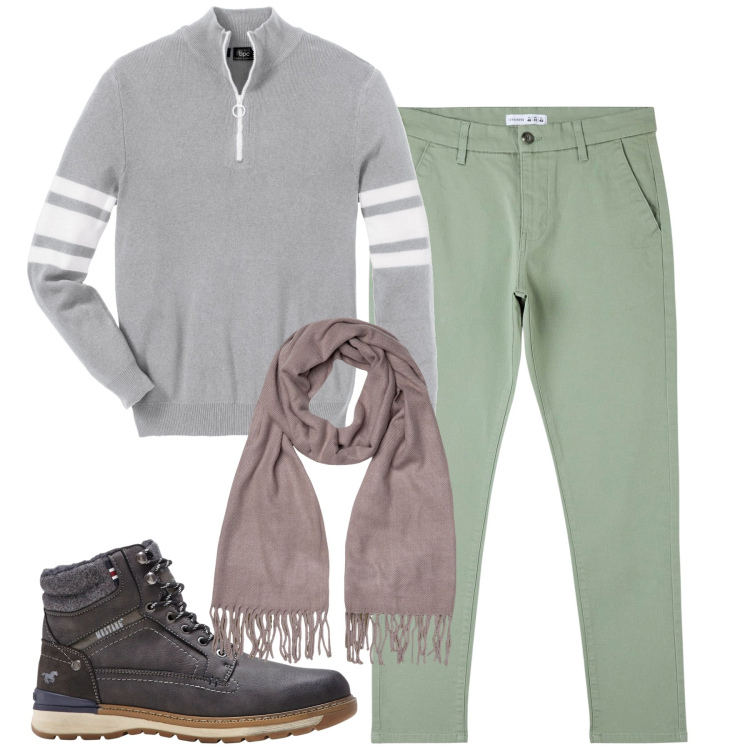 Outfit uomo - Total look #1802840. Stile Casual per Tutti i giorni. Abbinamento con t-shirt sportive, stivali e stivaletti, pantaloni skinny, sciarpe.