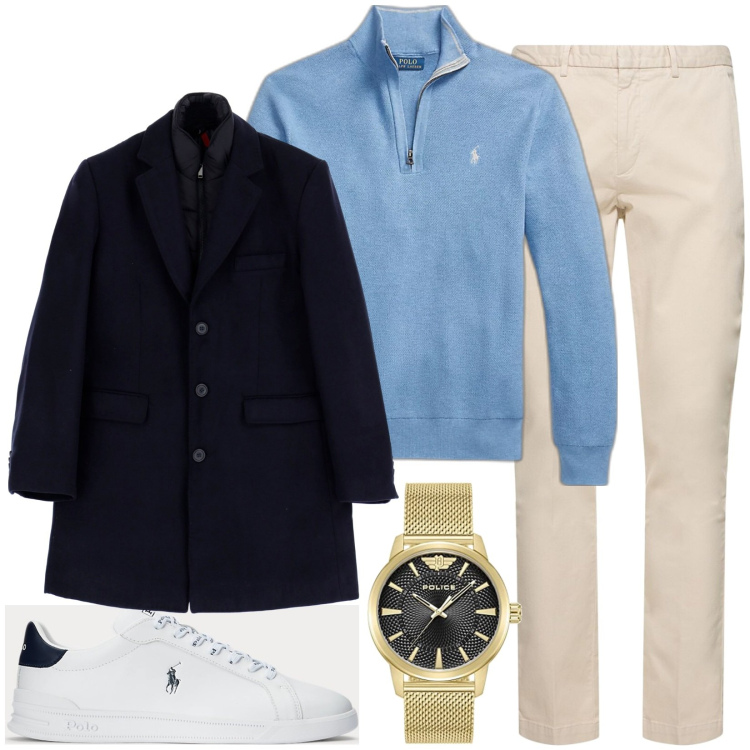 Outfit uomo - Total look #1802974. Stile Casual per Tutti i giorni. Abbinamento con cappotti, sneakers, maglieria, pantaloni, orologi analogici.
