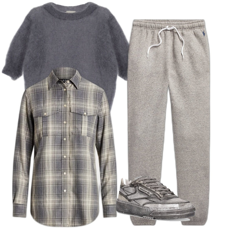 Outfit donna - Urbano. Stile Urban per Scuola/Università. Abbinamento con pullovers, pantaloni sportivi, camicie, sneakers.