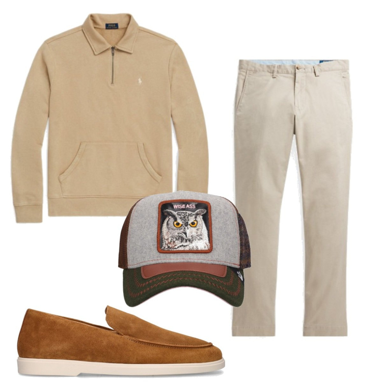 Outfit uomo - Total look #1803066. Stile Casual per Tutti i giorni. Abbinamento con pantaloni, felpe, scarpe stringate, cappelli con visiera.