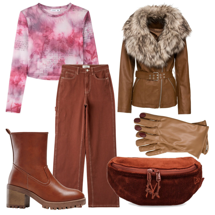 Outfit donna - L\'amica estrosa a spasso la domenica. Stile Casual chic per Tutti i giorni. Abbinamento con stivaletti, blazer, t-shirt, pantaloni, guanti, marsupi.