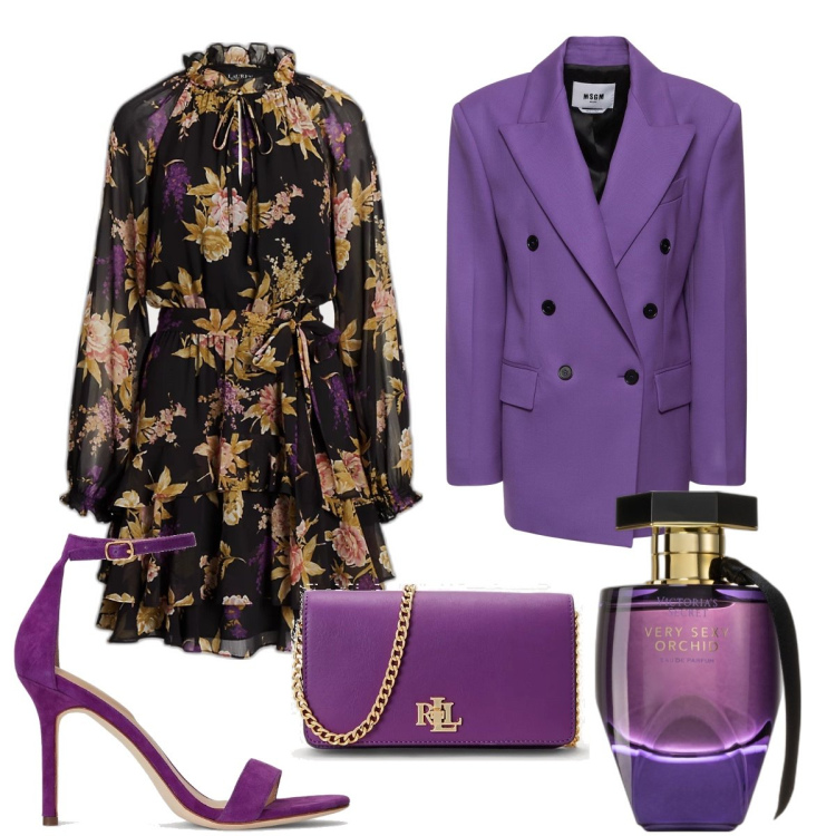 Outfit donna - Total look #1803133. Stile Glamour per Serata fuori. Abbinamento con profumi, vestiti, borse a mano, sandali col tacco, cappotti.