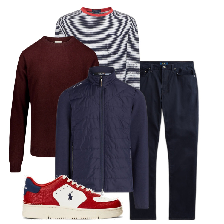 Outfit uomo - Inverno casual. Stile Casual per Tutti i giorni. Abbinamento con cappotti, pantaloni, sneakers, maglieria, t-shirt.