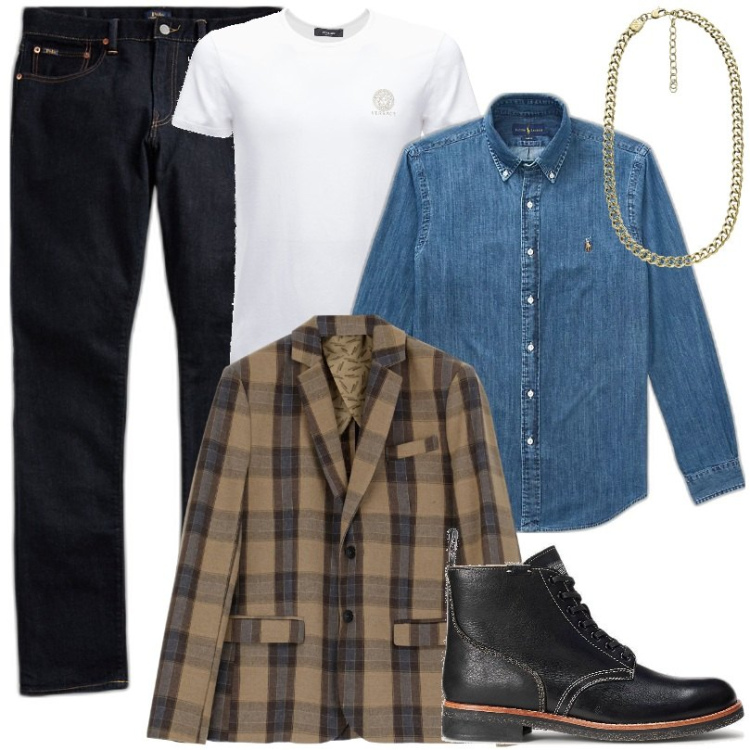 Outfit uomo - Stivali in pelle martellata. Stile Trendy per Tutti i giorni. Abbinamento con cappotti, camicie, jeans, stivali, collane, t-shirt.