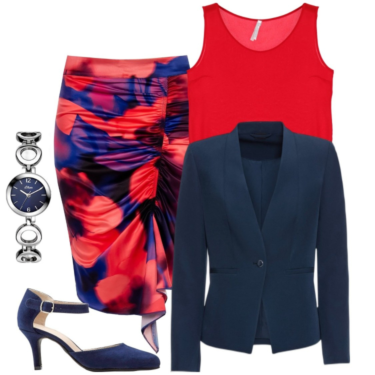 Outfit donna - Cerimonia in primavera. Stile Chic per Cerimonia. Abbinamento con blazer, décolleté, minigonne, canottiere, orologi.