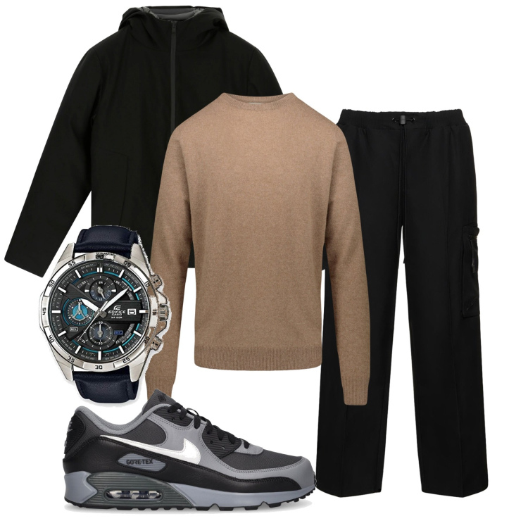 Outfit uomo - Inverno. Stile Urban per Tutti i giorni. Abbinamento con cappotti, maglieria, pantaloni, orologi, sneakers.
