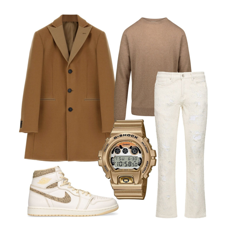 Outfit uomo - Ghost outfitter - gennaio. Stile Trendy per Tutti i giorni. Abbinamento con cappotti, maglieria, orologi digitali, jeans, sneakers.