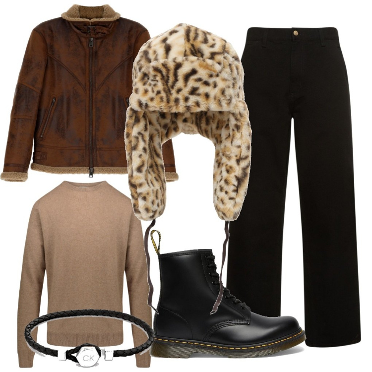 Outfit uomo - Freddissimo gennaio. Stile Trendy per Tutti i giorni. Abbinamento con cappotti, maglieria, cappelli, braccialetti, stivali, jeans.