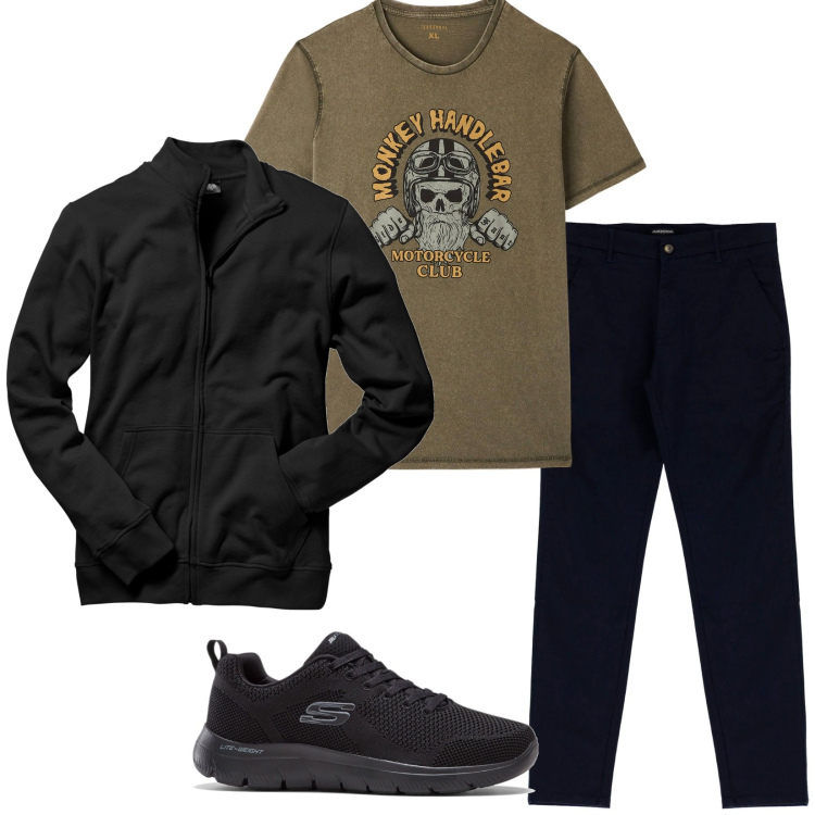 Outfit uomo - @school. Stile Casual per Tutti i giorni. Abbinamento con felpe, sneakers, t-shirt, pantaloni.
