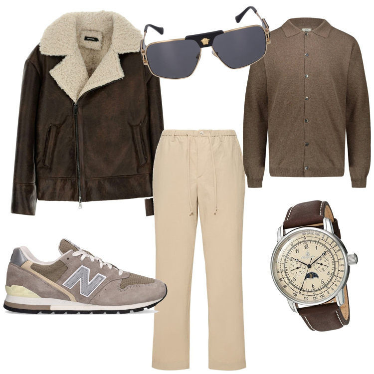 Outfit uomo - Una fredda giornata d inverno. Stile Trendy per Tutti i giorni. Abbinamento con cappotti, polo, orologi, pantaloni, sneakers, occhiali da sole.