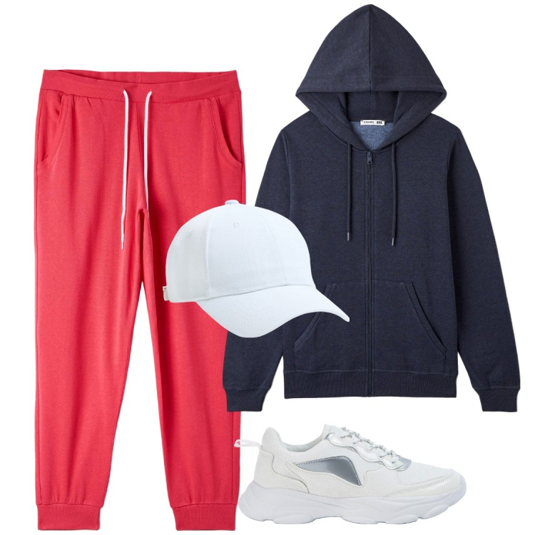 Outfit donna - Amore, porto il cane!. Stile Urban per Tutti i giorni. Abbinamento con cappelli, sneakers, pantaloni, felpe con cappuccio.