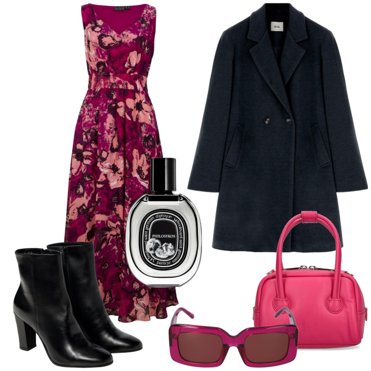 Outfit donna - Total look #1803887. Stile Romantica per Serata fuori. Abbinamento con vestiti lunghi, profumi, cappotti, occhiali da sole, borse a mano, stivaletti.
