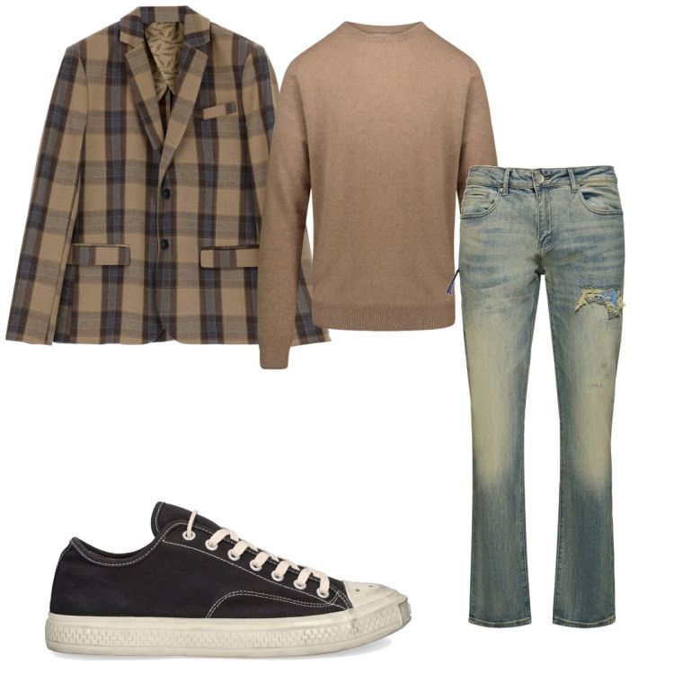 Outfit uomo - Total look #1803903. Stile Casual per Tutti i giorni. Abbinamento con cappotti, maglieria, jeans, sneakers.