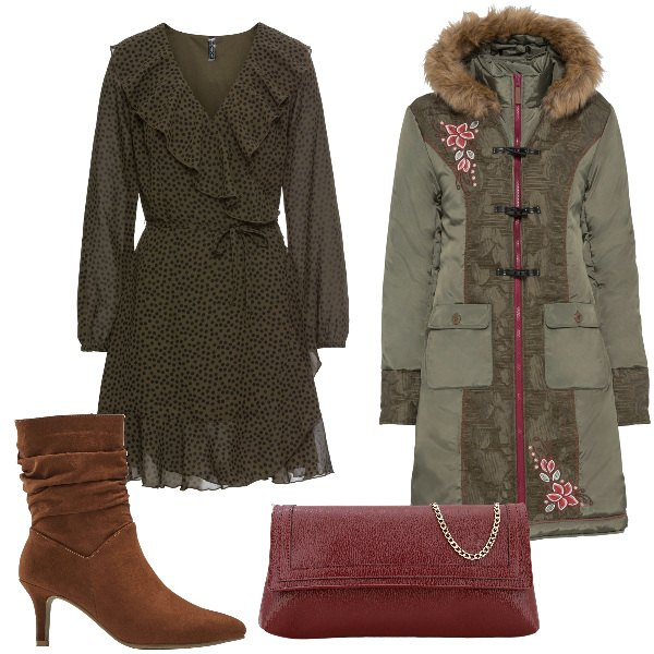 Outfit donna - Total look #1803974. Stile Romantica per Serata fuori. Abbinamento con vestiti, cappotti, stivaletti, pochette.