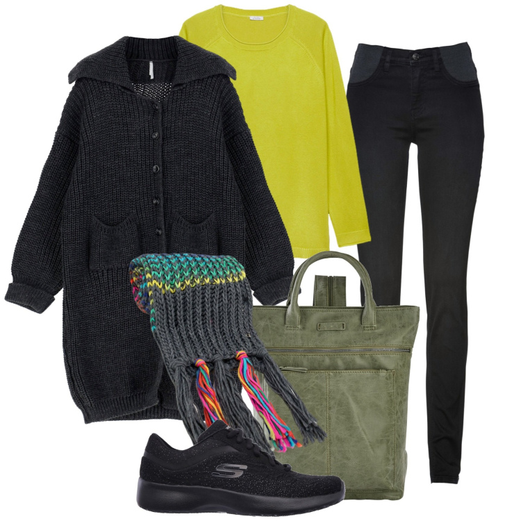 Outfit donna - Oversize coat. Stile Casual per Tutti i giorni. Abbinamento con jeans skinny, zaini, cappotti, sciarpe, maglieria, sneakers.