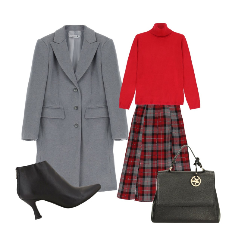 Outfit donna - In ufficio. Stile Bon Ton per Ufficio. Abbinamento con cappotti, maglieria, borse a mano, gonne longuette, stivaletti.