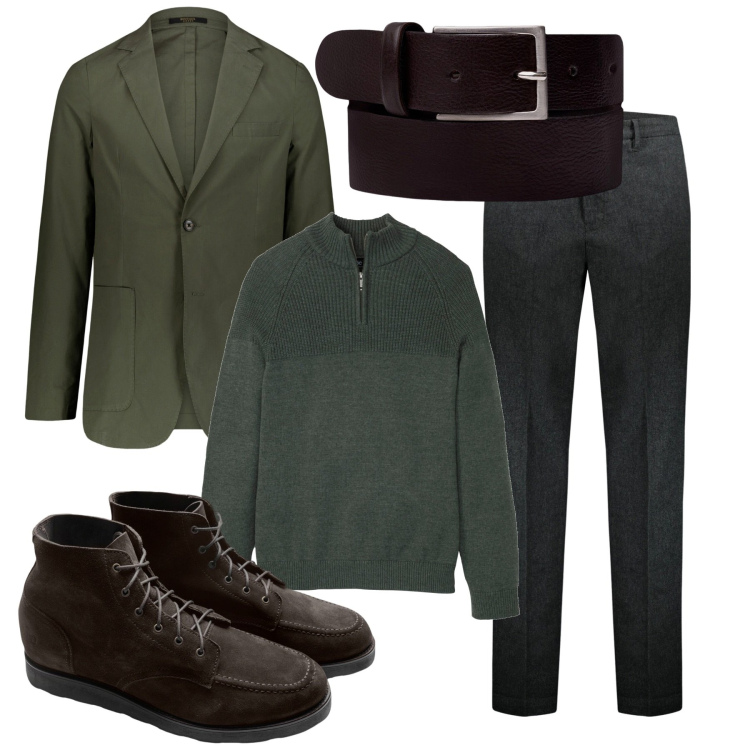 Outfit uomo - Inverno. Stile Casual per Serata speciale. Abbinamento con maglieria, pantaloni, stivali e stivaletti, cappotti, cinture.