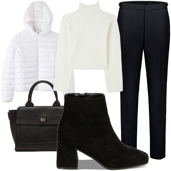 Outfit donna - Ankle Boots. Stile Casual chic per Tutti i giorni. Abbinamento con piumini, maglieria, stivaletti, borse a mano, pantaloni.