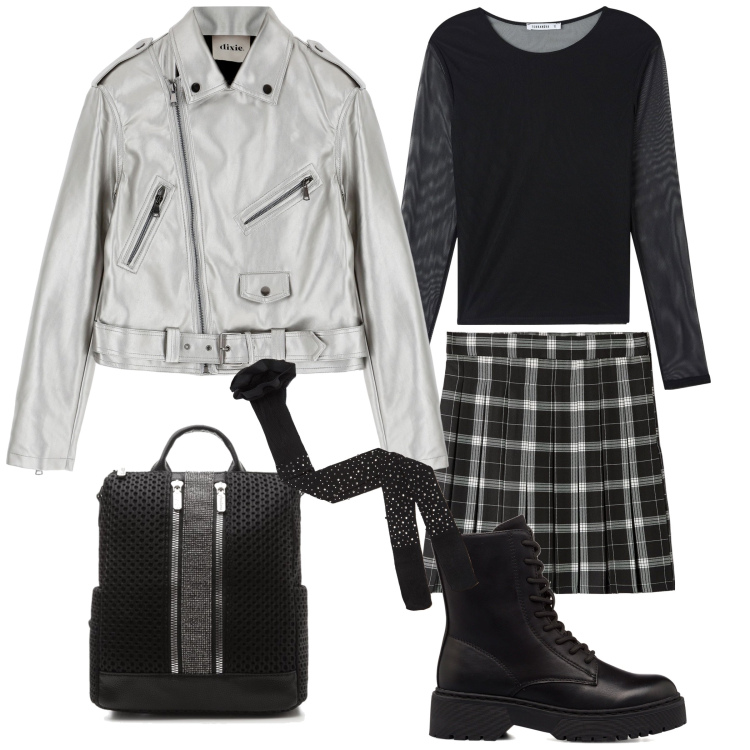 Outfit donna - Let\'s rock. Stile Rock per Tutti i giorni. Abbinamento con minigonne, t-shirt, collant, zaini, cappotti, anfibi.