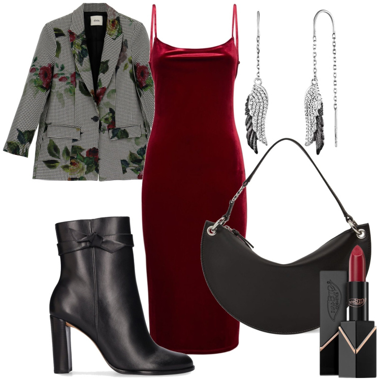Outfit donna - Un rosso rubino per il tubino!. Stile Sexy per Serata fuori. Abbinamento con rossetti, cappotti, stivaletti, orecchini, vestiti midi/longuette, borse a spalla.