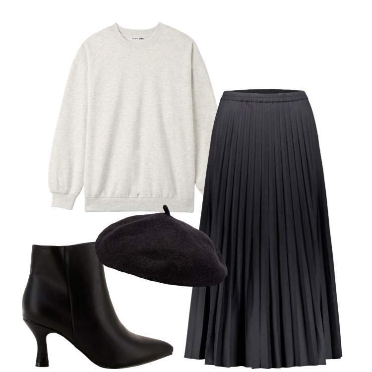Outfit donna - Total look #1804350. Abbinamento con felpe, stivaletti, cappelli e berretti, gonne lunghe.
