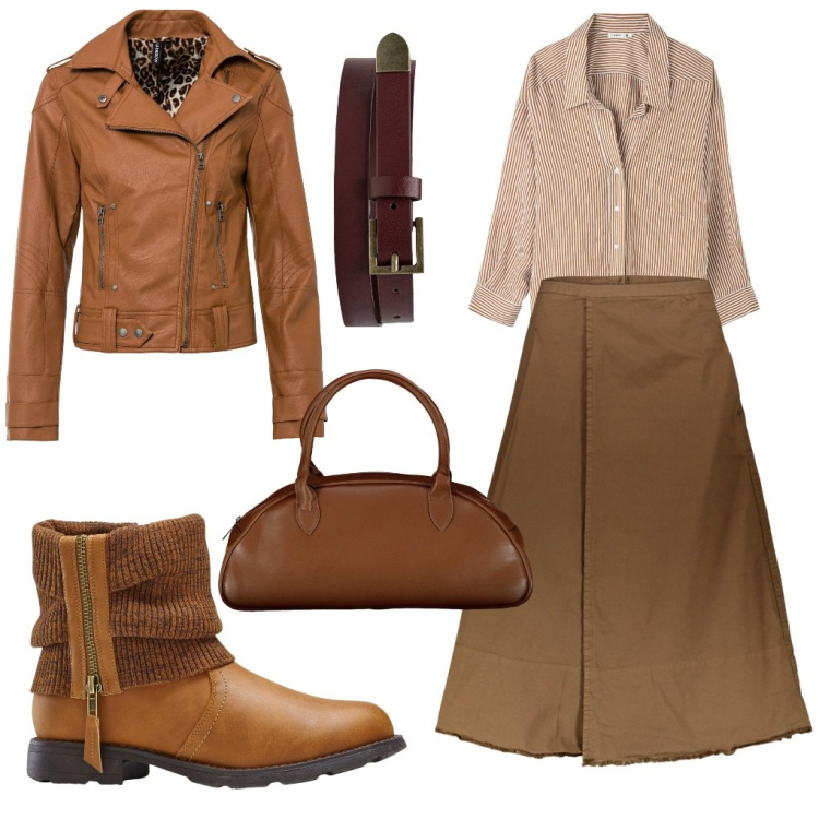 Outfit donna - La mia operatrice scolastica. Stile Casual per Tutti i giorni. Abbinamento con stivaletti, cappotti, camicie, gonne lunghe, cinture, borse a spalla.
