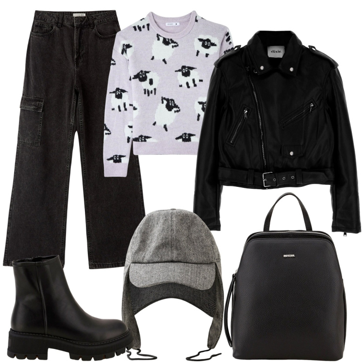Outfit donna - Urban: scuola o facoltà. Stile Urban per Scuola/Università. Abbinamento con maglieria, jeans, zaini, stivaletti, cappotti, cappelli.