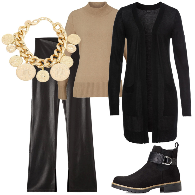 Outfit donna - Total look #1804705. Stile Casual per Tutti i giorni. Abbinamento con maglieria, stivaletti, cardigans, pantaloni, braccialetti.