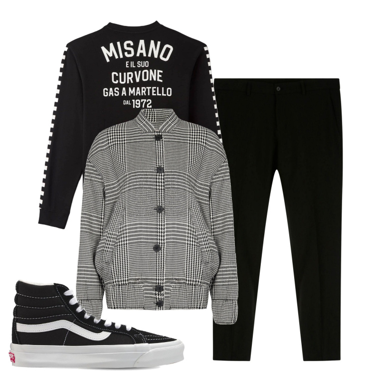 Outfit uomo - Inverno. Stile Urban per Tutti i giorni. Abbinamento con felpe, bomber, pantaloni, sneakers.