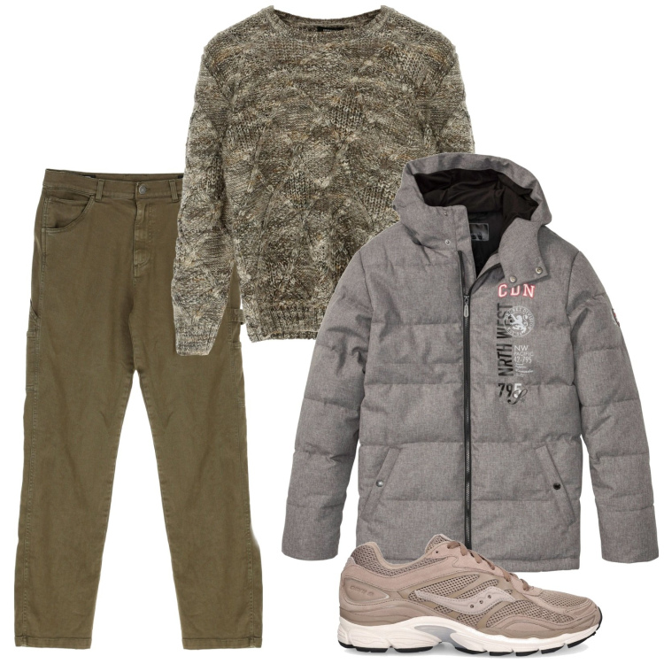 Outfit uomo - Total look #1804845. Stile Casual per Tutti i giorni. Abbinamento con giacche, pantaloni, maglieria, sneakers.