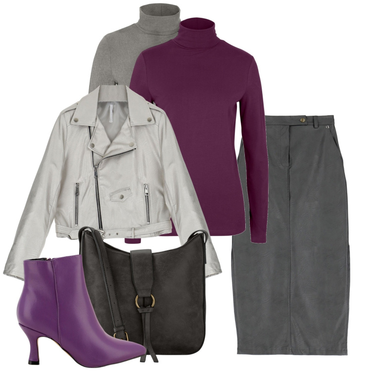 Outfit donna - Inverno. Stile Casual chic per Tutti i giorni. Abbinamento con borse a tracolla, maglieria, stivaletti, cappotti, gonne lunghe.