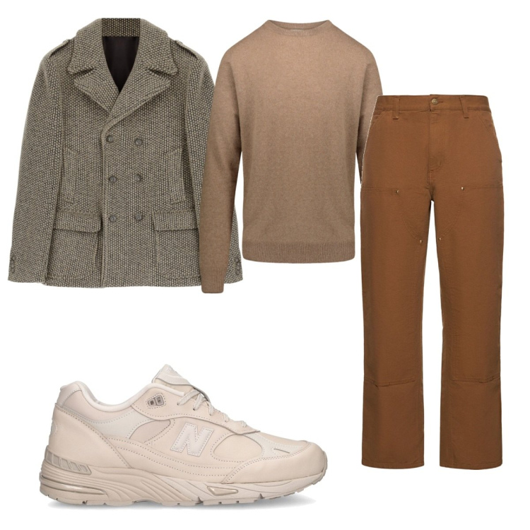 Outfit uomo - Total look #1805024. Stile Casual per Tutti i giorni. Abbinamento con cappotti, maglieria, jeans, sneakers alte.